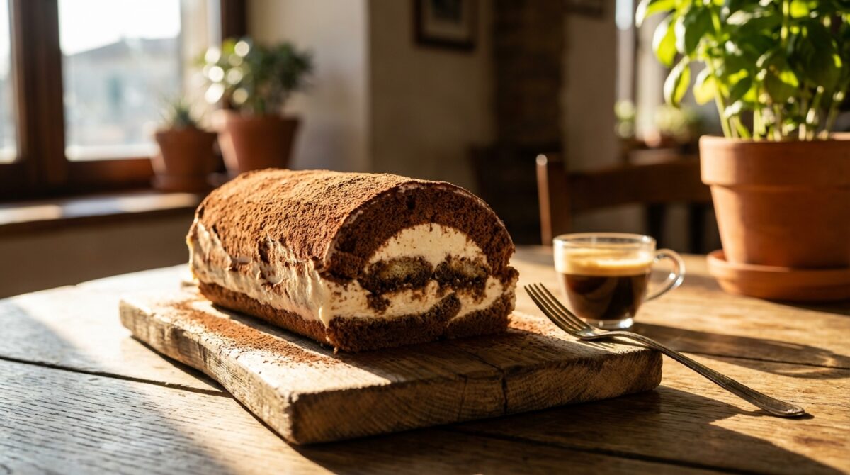 découvrez la bûche-tiramisu au café et cacao, un dessert chic, facile à réaliser et fondant en bouche, parfait pour impressionner vos invités.