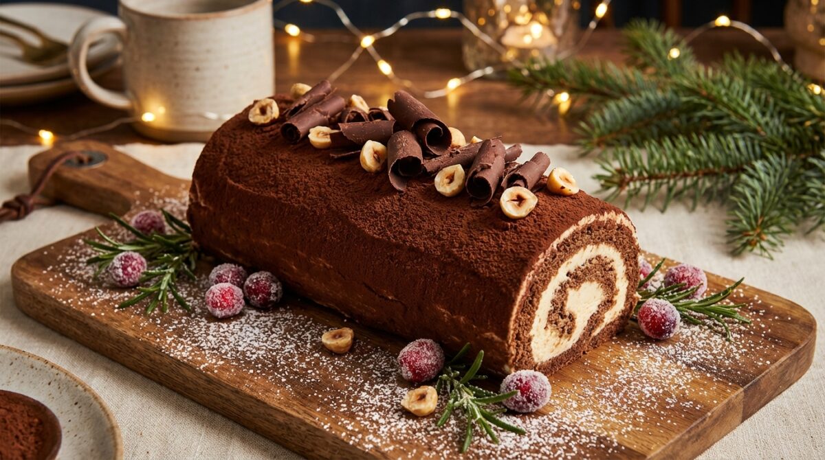 découvrez la bûche-tiramisu au café et cacao, un dessert chic, facile à réaliser et fondant en bouche, parfait pour impressionner tous vos invités lors des fêtes.