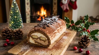 découvrez notre recette de bûche-tiramisu au café et cacao, un dessert chic, facile à réaliser et fondant en bouche qui saura impressionner tous vos invités.