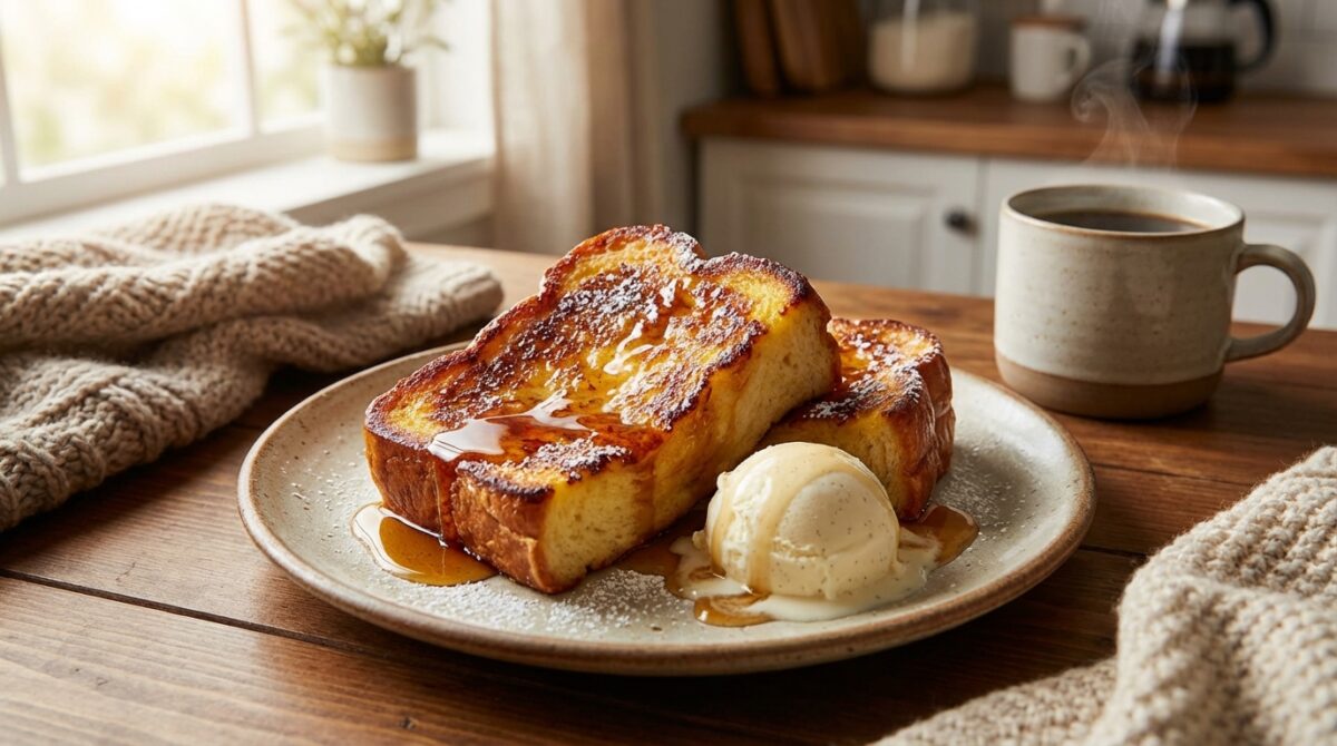 découvrez ce pain perdu au beurre demi-sel crousti-moelleux, une recette gourmande qui vous transporte instantanément en enfance avec ses saveurs réconfortantes.
