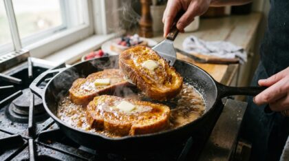 découvrez ce pain perdu au beurre demi-sel, à la fois croustillant et moelleux, qui vous replongera instantanément en enfance avec ses saveurs réconfortantes.