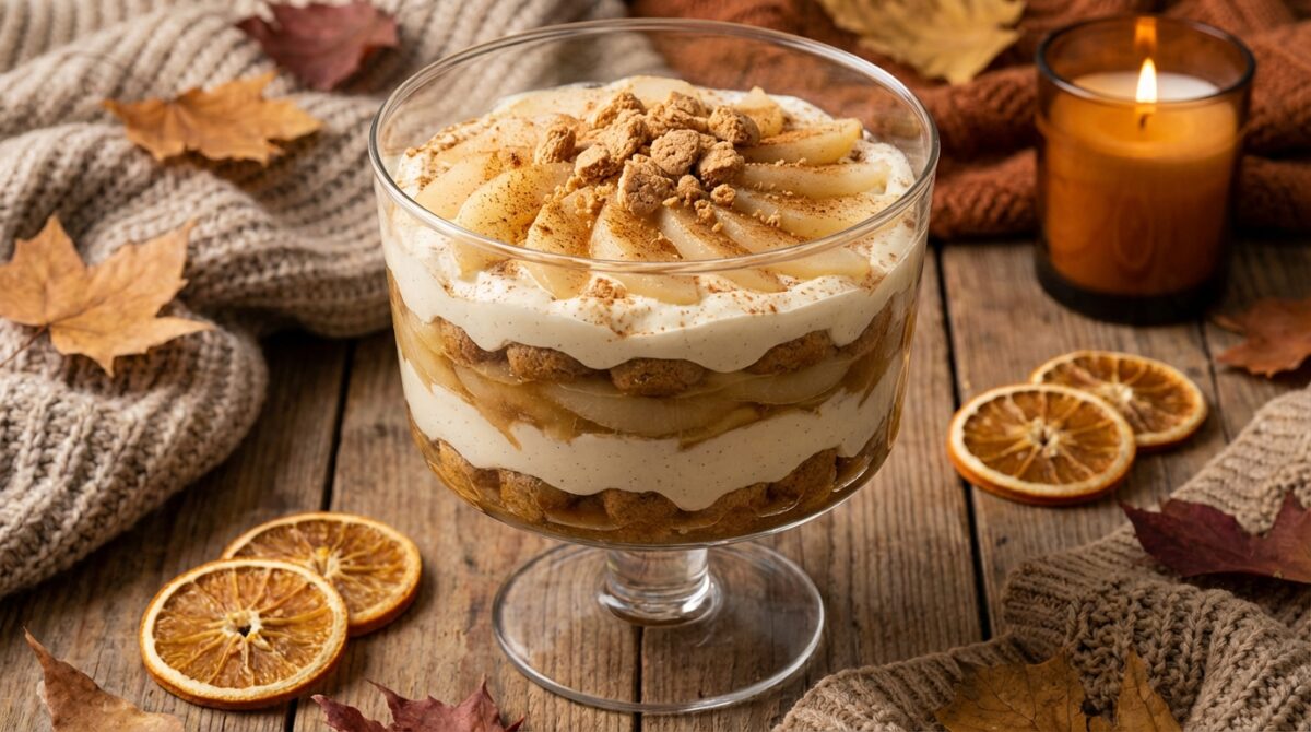 découvrez ce tiramisu poire–vanille sans cuisson, un dessert cocooning idéal pour savourer la douceur de l’automne en toute simplicité.
