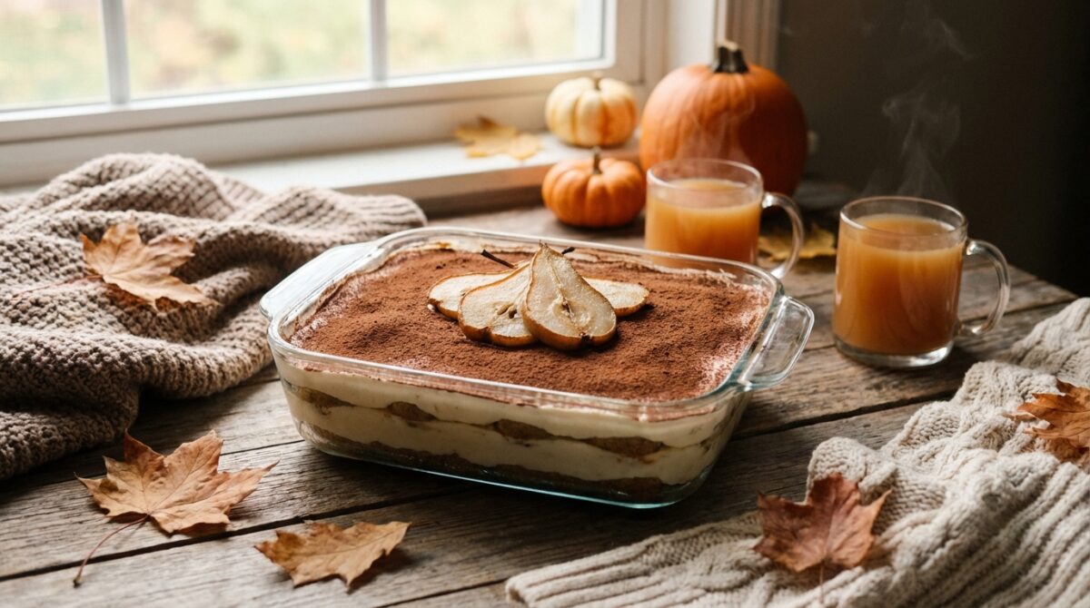 découvrez ce tiramisu poire-vanille sans cuisson, le dessert cocooning idéal pour réchauffer vos soirées d'automne avec douceur et simplicité.