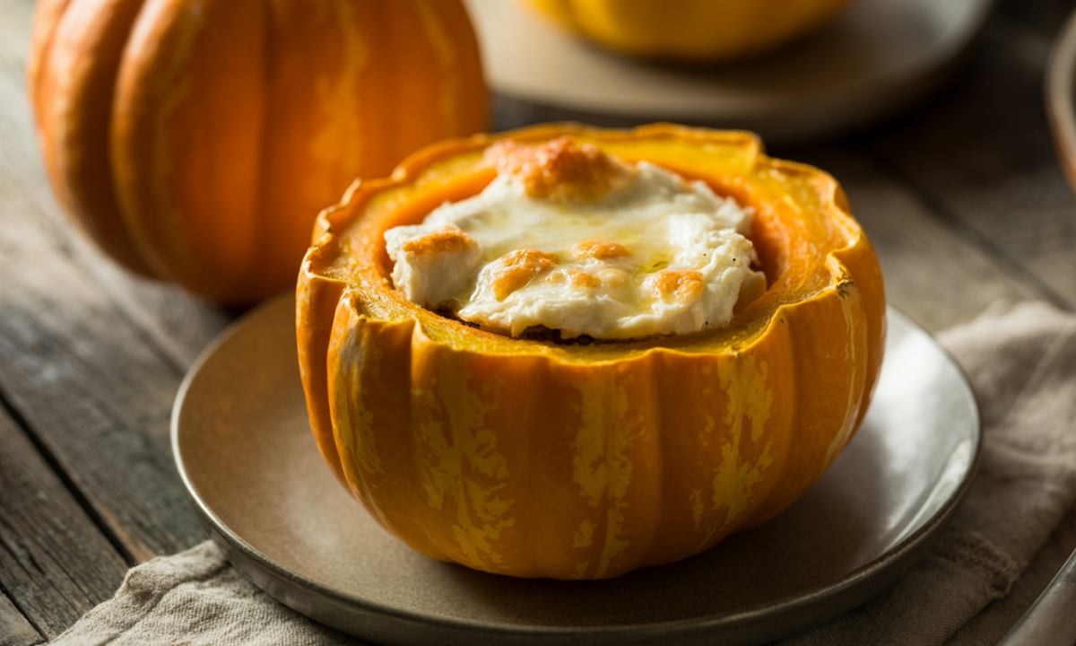 découvrez nos courges farcies au chèvre, une recette gourmande d'automne alliant fondant, crémeux et gratiné pour un plat savoureux et réconfortant.