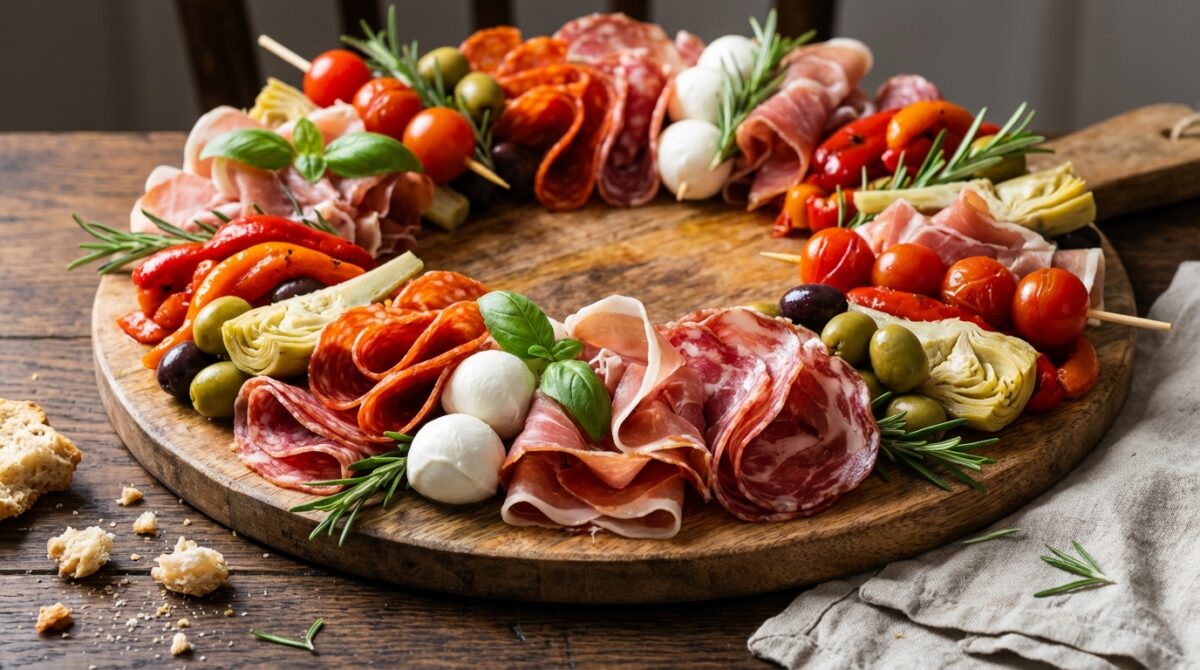 découvrez notre couronne festive d’antipasti, un apéritif raffiné qui apporte élégance et saveurs authentiques pour sublimer vos tables de fête et ravir vos invités.