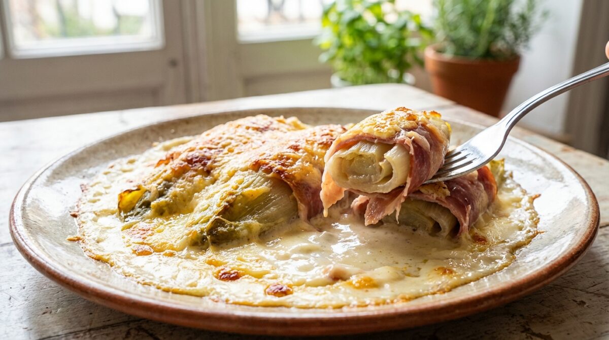 découvrez notre recette revisitée d'endives au jambon avec une béchamel onctueuse, un parmesan gratiné et un fondant irrésistible qui vous fera fondre de plaisir.
