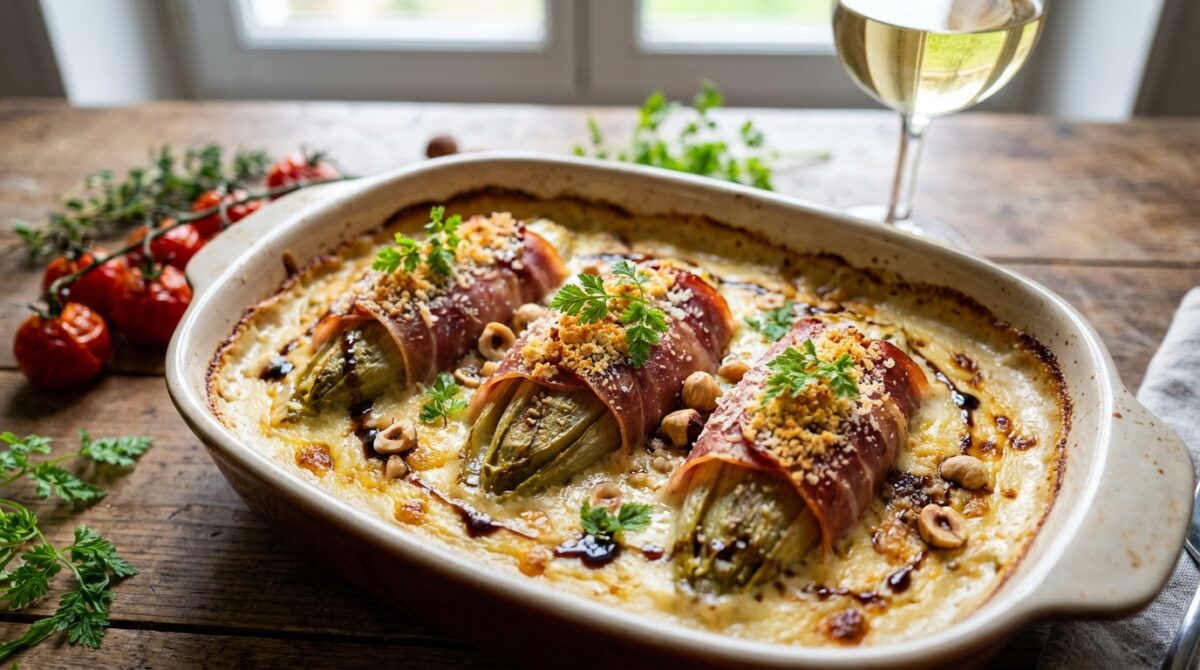 découvrez notre recette revisitée d'endives au jambon avec une béchamel onctueuse, un parmesan gratiné et un fondant irrésistible. un plat savoureux et réconfortant à tester sans tarder !