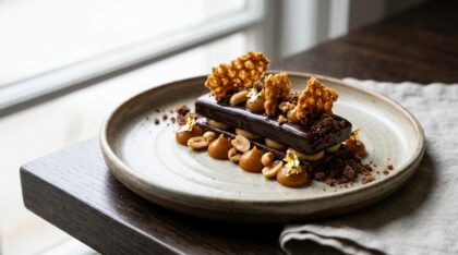 découvrez un dessert irrésistible alliant croustillant, cœur coulant et cacahuètes grillées, pour une explosion de saveurs caramel-chocolat qui ravira vos papilles.