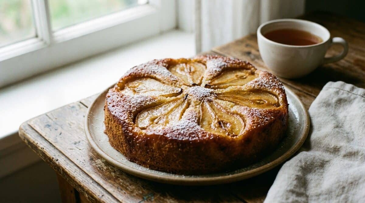 découvrez notre fondant aux poires, un dessert élégant avec un cœur fondant et une croûte dorée, parfait pour une douceur raffinée.