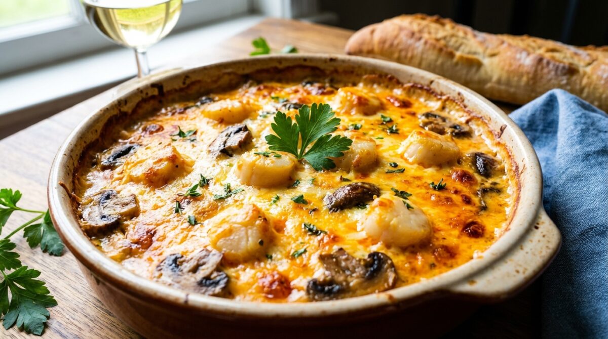 découvrez notre recette raffinée de gratin de saint-jacques à la crème et aux champignons, un plat gourmand et savoureux qui séduira toute la famille.