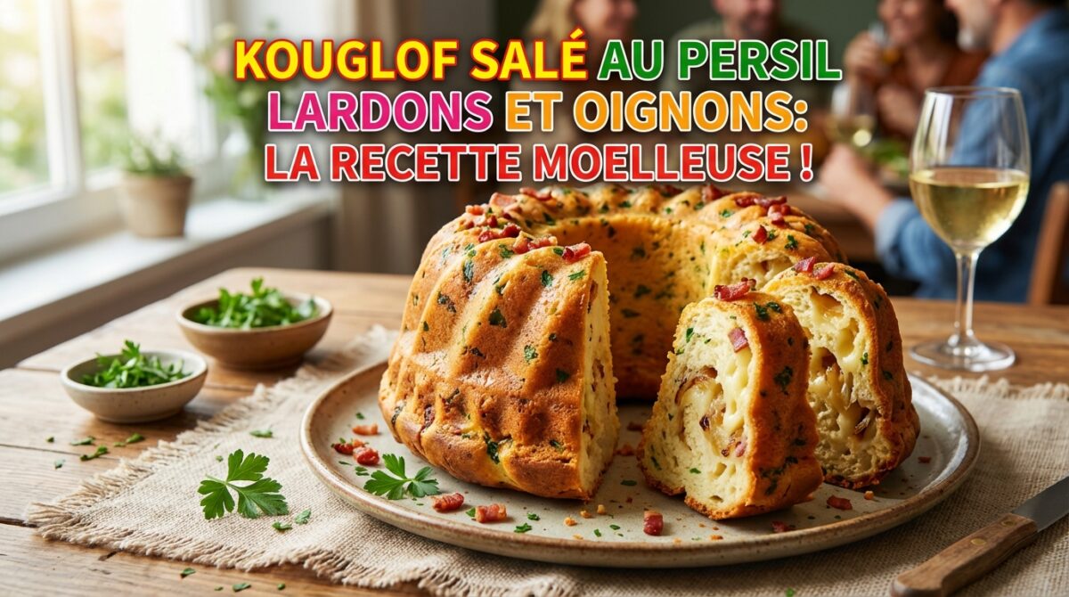 découvrez la recette moelleuse du kouglof salé au persil, lardons et oignons, une délicieuse préparation qui fera sensation à l'apéro entre amis ou en famille.