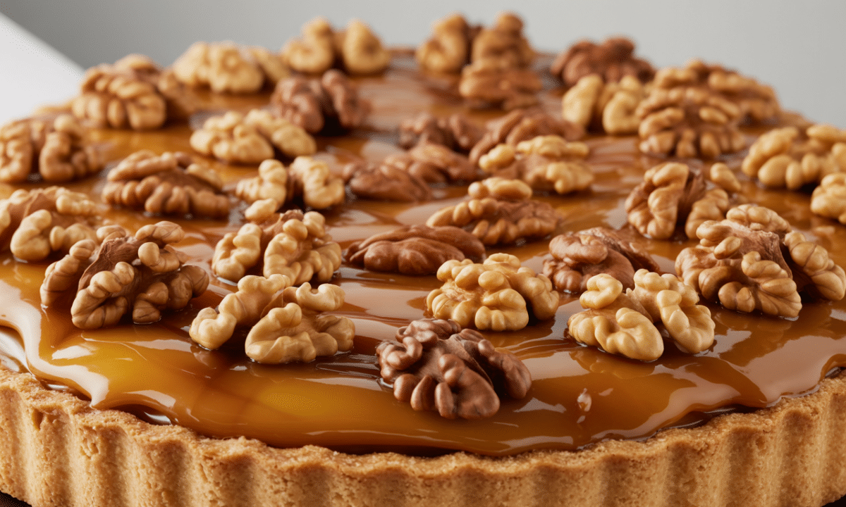 découvrez la recette irrésistible de la tarte crousti-fondante aux noix de grenoble et caramel onctueux, un dessert délicieusement gourmand qui séduit tous les palais.