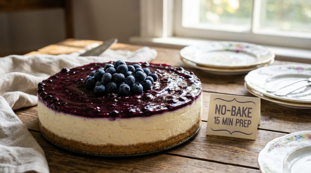 découvrez notre recette rapide de cheesecake sans cuisson aux myrtilles : 15 minutes de préparation pour un dessert frais et gourmand qui impressionnera vos invités !