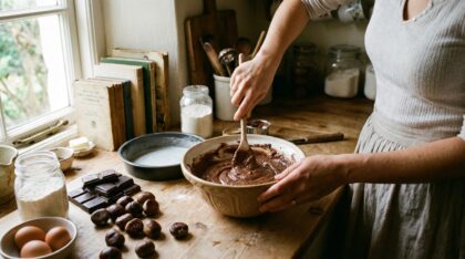découvrez un dessert de chef revisité : fondant chocolat-marron au cœur coulant, texture fondante et saveurs gourmandes intenses pour un plaisir exquis.