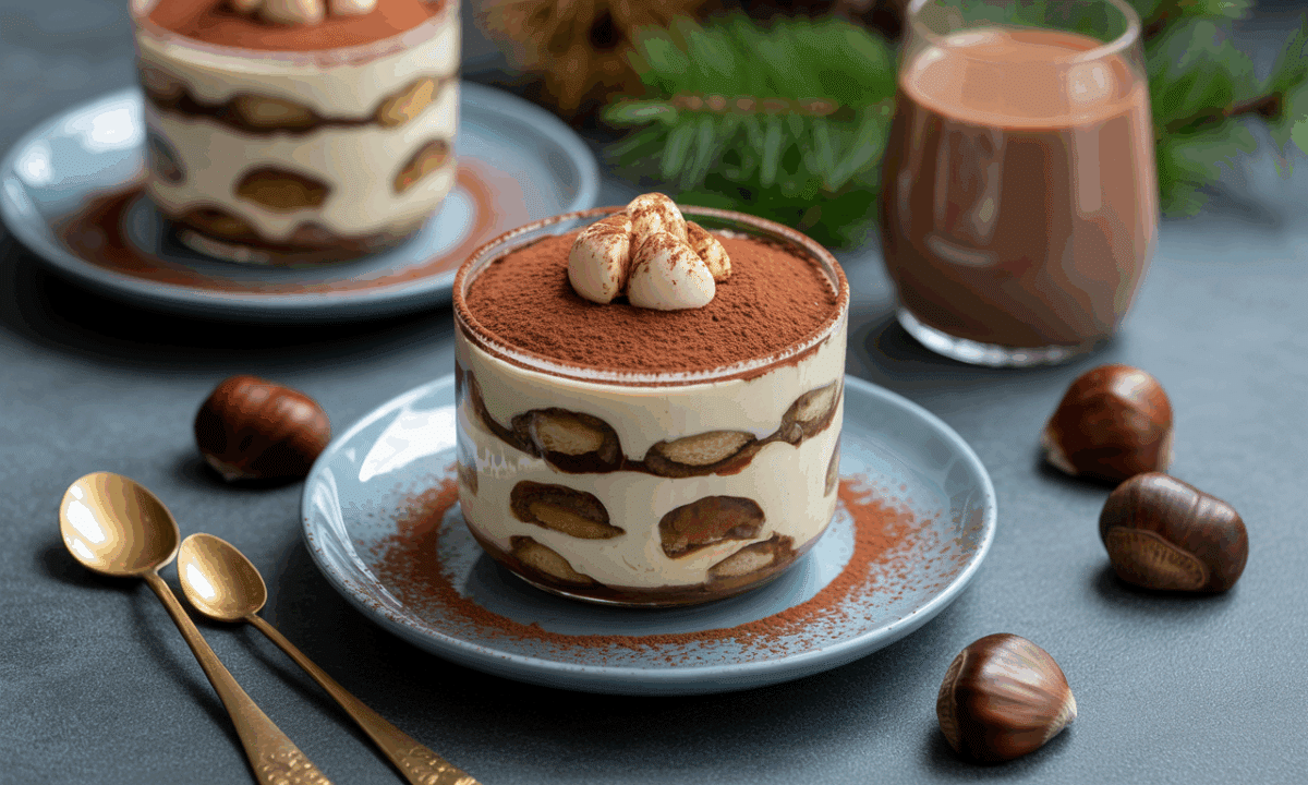 découvrez notre tiramisu hivernal inédit, une délicieuse fusion de lait chocolaté, marrons et mascarpone pour un noël gourmand et réconfortant.