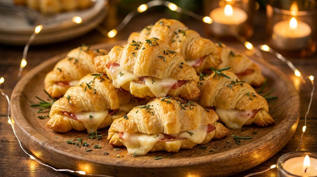 découvrez nos mini croissants jambon mozzarella, l'apéro de noël ultra gourmand qui se dévore en un éclair, parfait pour vos fêtes festives.