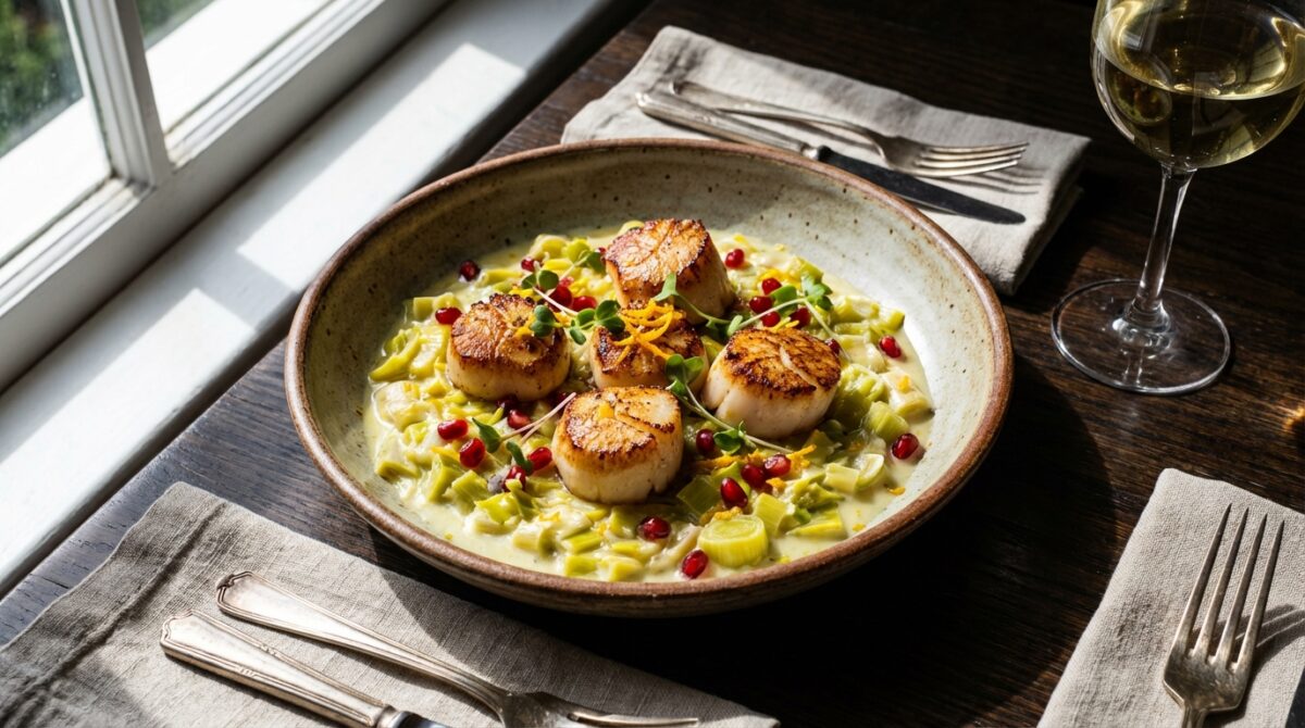 découvrez notre recette de saint-jacques fondantes sur poireaux crémeux, un plat de réveillon raffiné et savoureux qui séduira vos invités et fera sensation à votre table.