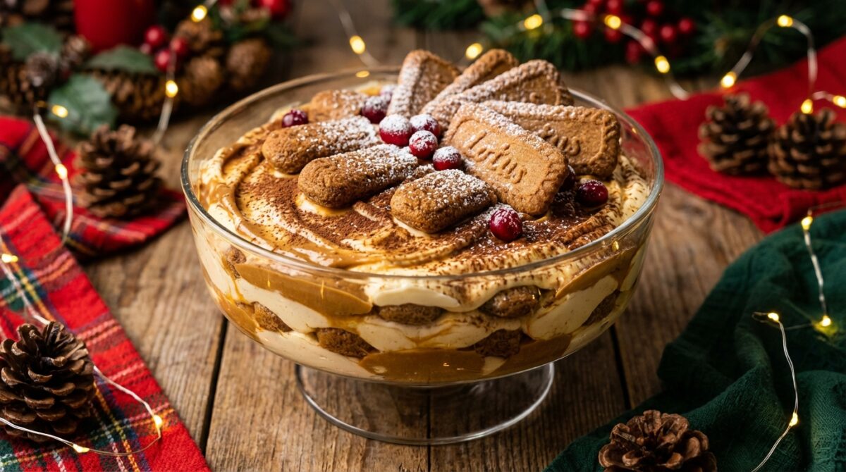 découvrez notre tiramisu de noël aux spéculoos crémeux, un dessert sans cuisson facile à préparer qui ravira tous vos invités pendant les fêtes.