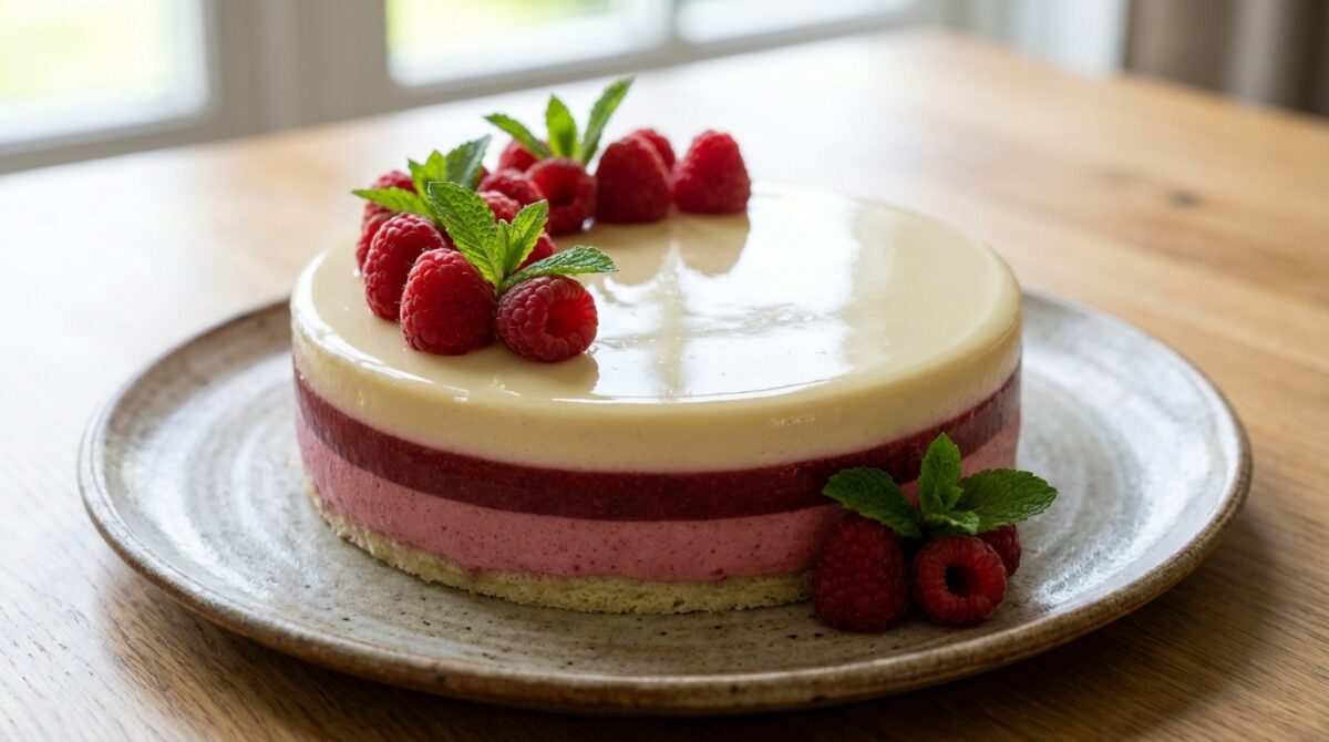 découvrez notre bavarois framboise et chocolat blanc, un dessert léger et gourmand parfait pour toutes les occasions.