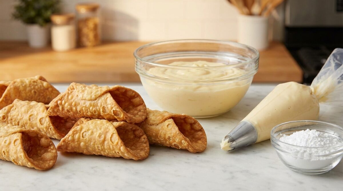 découvrez notre recette gourmande de cannoli dorés au four, garnis d'une délicieuse crème pâtissière à la vanille. un dessert facile à réaliser et à savourer pour toutes les occasions.