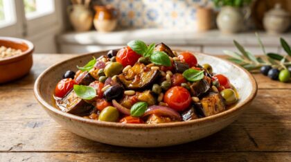découvrez la caponata sicilienne, une recette traditionnelle riche en saveurs méditerranéennes, alliant aubergines, tomates et épices pour un plat authentique et savoureux.
