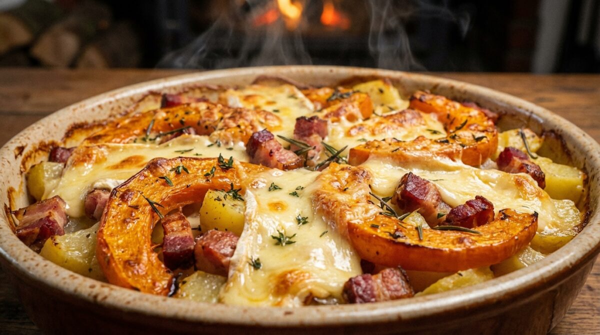 découvrez la courgiflette, une délicieuse variante de la tartiflette traditionnelle revisitée avec de la courge butternut pour une touche gourmande et originale.