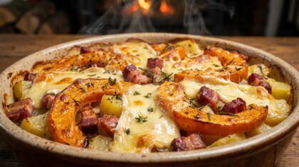 découvrez la courgiflette, une délicieuse variante de la tartiflette traditionnelle revisitée avec de la courge butternut pour une touche gourmande et originale.