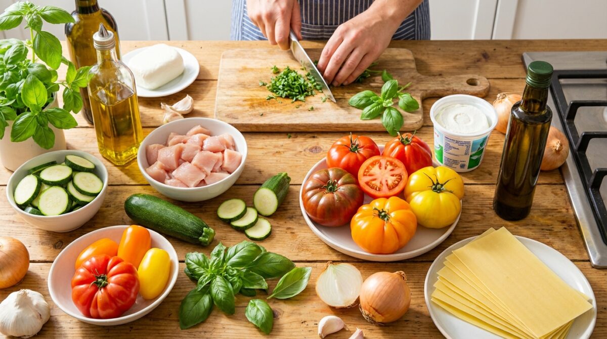 découvrez une recette facile et gourmande de lasagnes au poulet, courgettes et tomates, parfaite pour un repas savoureux et convivial.