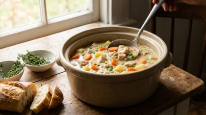 savourez la blanquette de dinde traditionnelle, tendre et délicieusement crémeuse, comme autrefois.