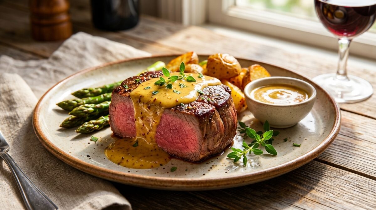 savourez notre recette de filet mignon à la moutarde, une préparation crémeuse et riche en saveurs pour un repas gourmand et facile à réaliser.