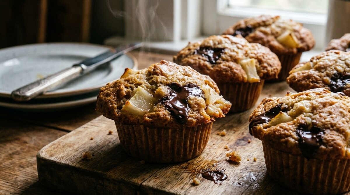 découvrez notre recette facile de muffins moelleux poire–chocolat noir, parfaits pour un goûter gourmand et irrésistible à partager en famille ou entre amis.