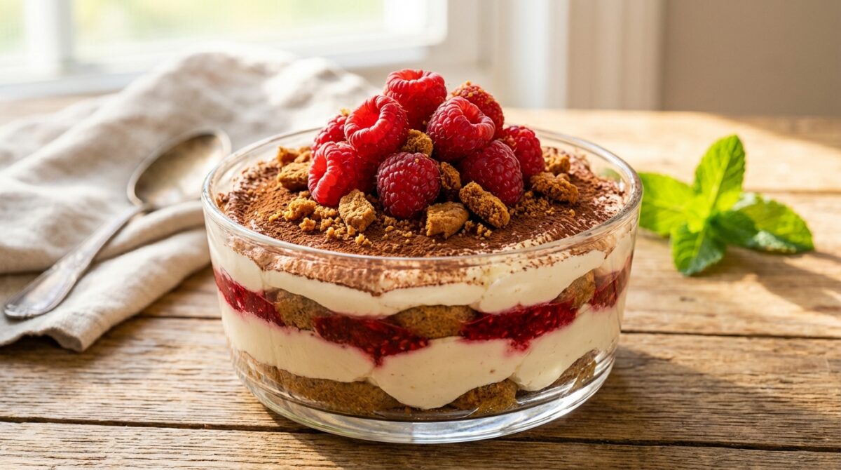découvrez notre recette originale de tiramisu framboises et spéculoos, un dessert gourmand et frais qui ravira vos papilles et surprendra vos invités.