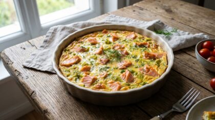 découvrez une quiche sans pâte au saumon fumé et poireau, idéale pour un repas léger, savoureux et facile à préparer.