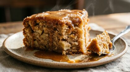 découvrez notre gâteau extra-moelleux aux pommes et caramel à la fleur de sel, une douceur réconfortante parfaite pour toutes les occasions.