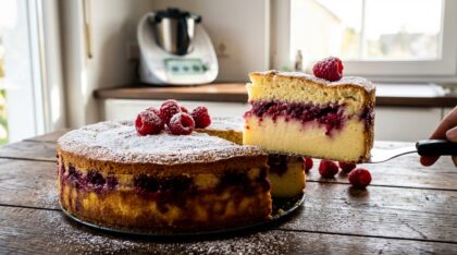 découvrez la recette facile et bluffante du gâteau magique vanille framboise au thermomix, un dessert délicieux et léger qui surprendra vos invités.