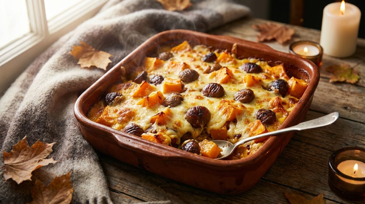 découvrez notre gratin de courge et châtaignes, un plat réconfortant et savoureux, parfait pour réchauffer vos soirées d’hiver en famille ou entre amis.