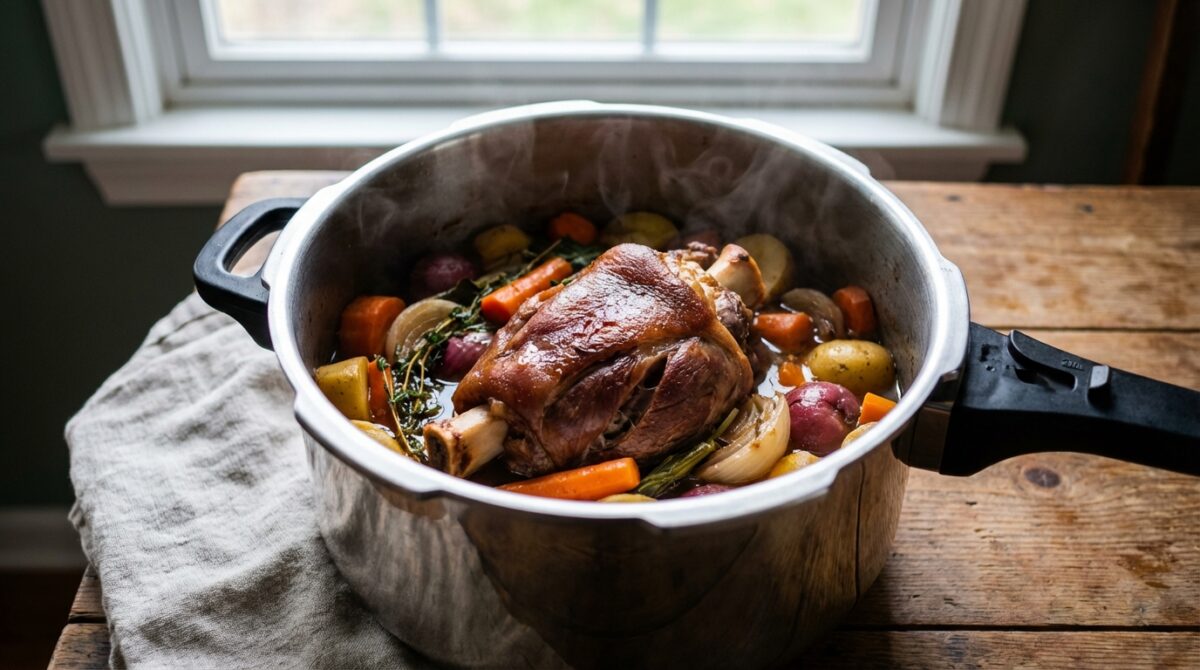 découvrez une recette facile et rapide de jarret de porc en cocotte minute, pour une viande fondante et savoureuse à chaque bouchée.