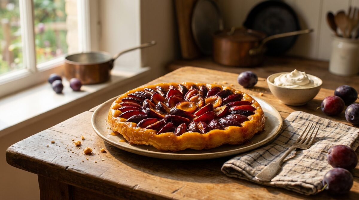 découvrez la recette simple et irrésistible de la tarte aux prunes de mon enfance, un délice qui évoque de doux souvenirs et emplit la maison de senteurs gourmandes.