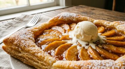 découvrez la recette facile et gourmande de la tarte fine aux pommes caramélisées, un dessert maison qui embaume votre cuisine de ses délicieuses saveurs sucrées.