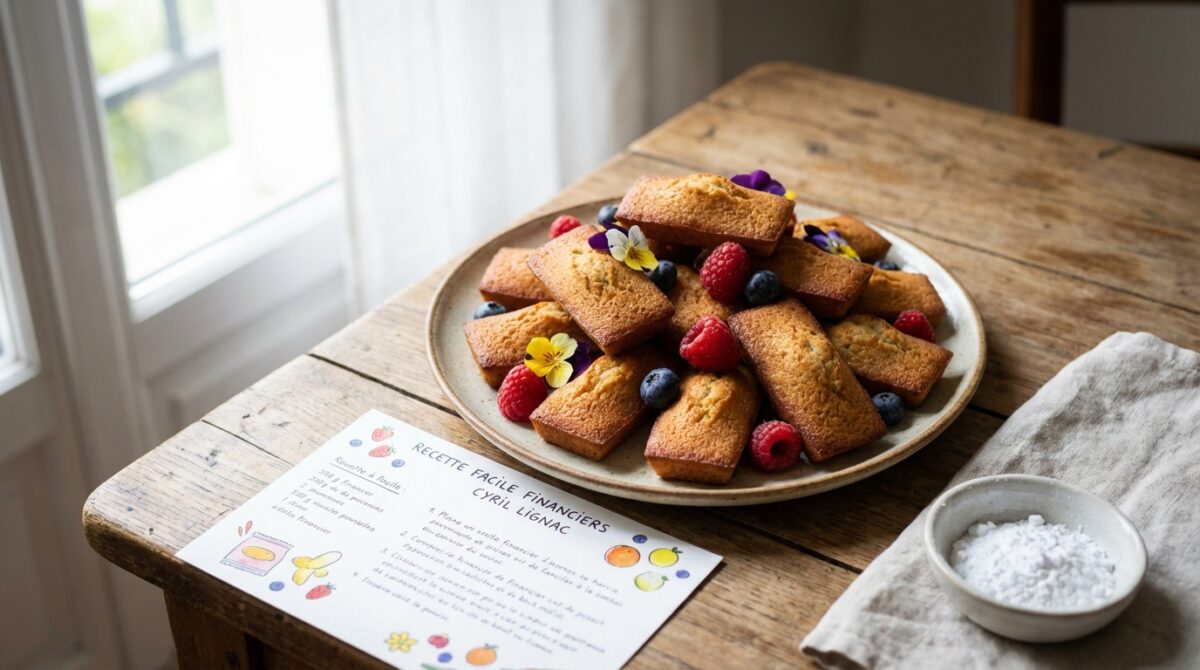 découvrez la recette facile du financier de cyril lignac, un gâteau moelleux et fondant qui ravira toutes les papilles. simple à réaliser, il fera fondre tout le monde à chaque bouchée !