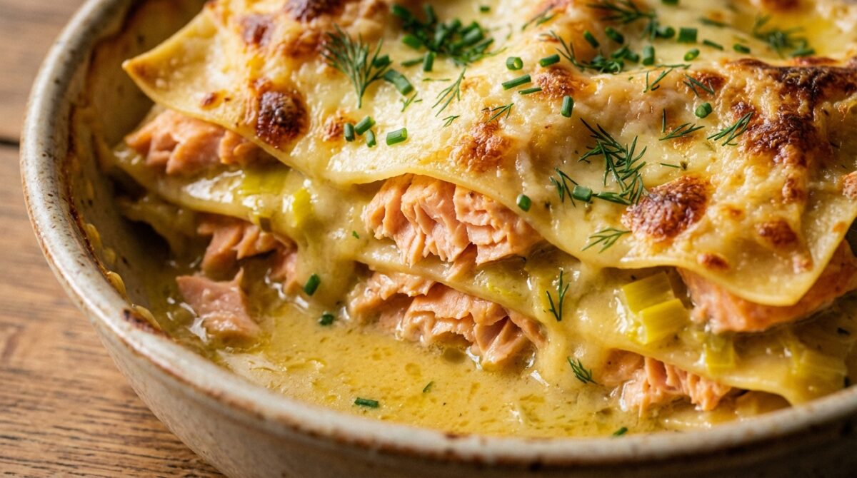 découvrez une recette savoureuse et moderne de lasagnes au saumon accompagnées d'une fondue de poireaux, idéale pour un repas familial réconfortant et original.