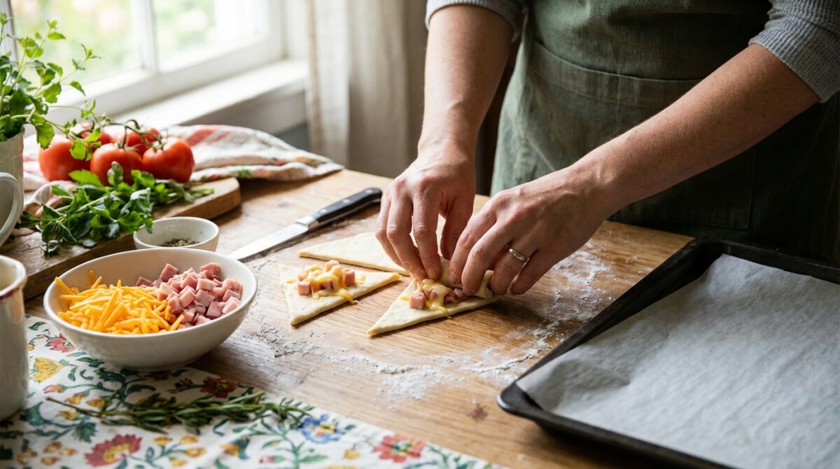 découvrez nos mini croissants apéritifs garnis façon pizza, délicieusement fourrés au jambon et au fromage fondant, parfaits pour un apéritif gourmand et convivial.