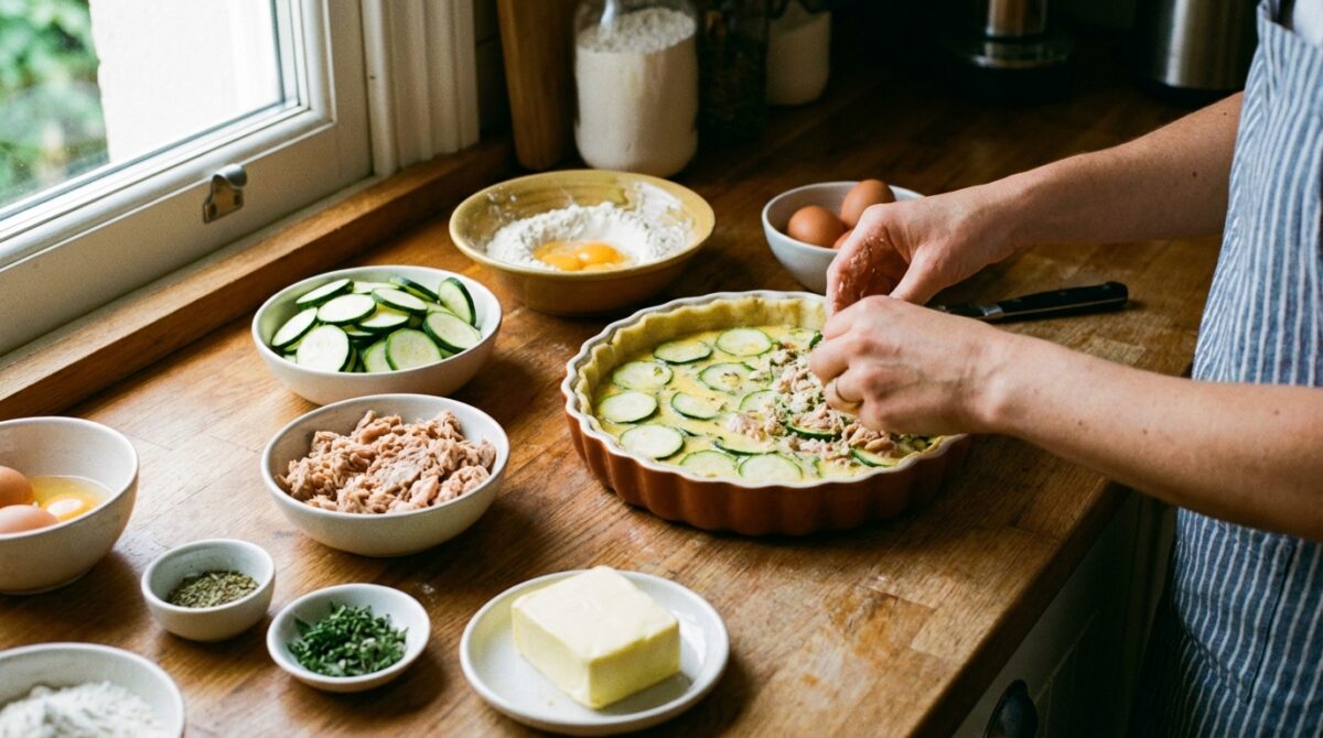 découvrez notre recette de quiche maison au thon et courgette, fondante et riche en saveurs, parfaite pour un repas gourmand et facile à préparer.