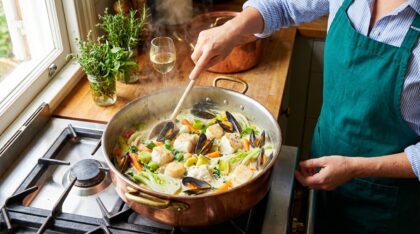 découvrez notre recette de blanquette de la mer, un savoureux mélange de poissons et fruits de mer nappés d'une sauce onctueuse, idéale pour un repas gourmand et raffiné.