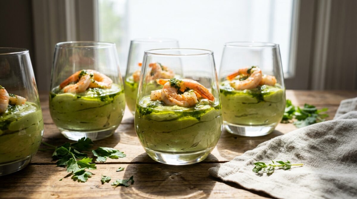 découvrez une recette facile et délicieuse de verrines avocat et crevettes, sublimées par une huile parfumée qui relève parfaitement les saveurs.