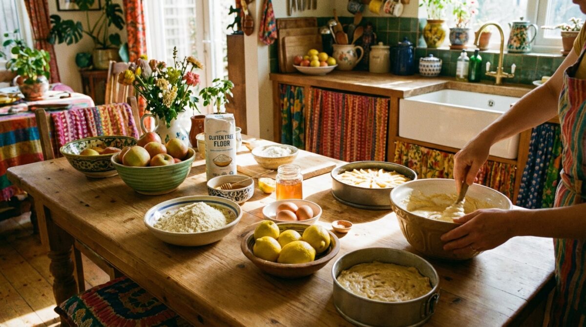découvrez une recette simple et rapide de gâteau moelleux sans gluten aux pommes, amandes et citron, parfait pour une pâtisserie saine et savoureuse.