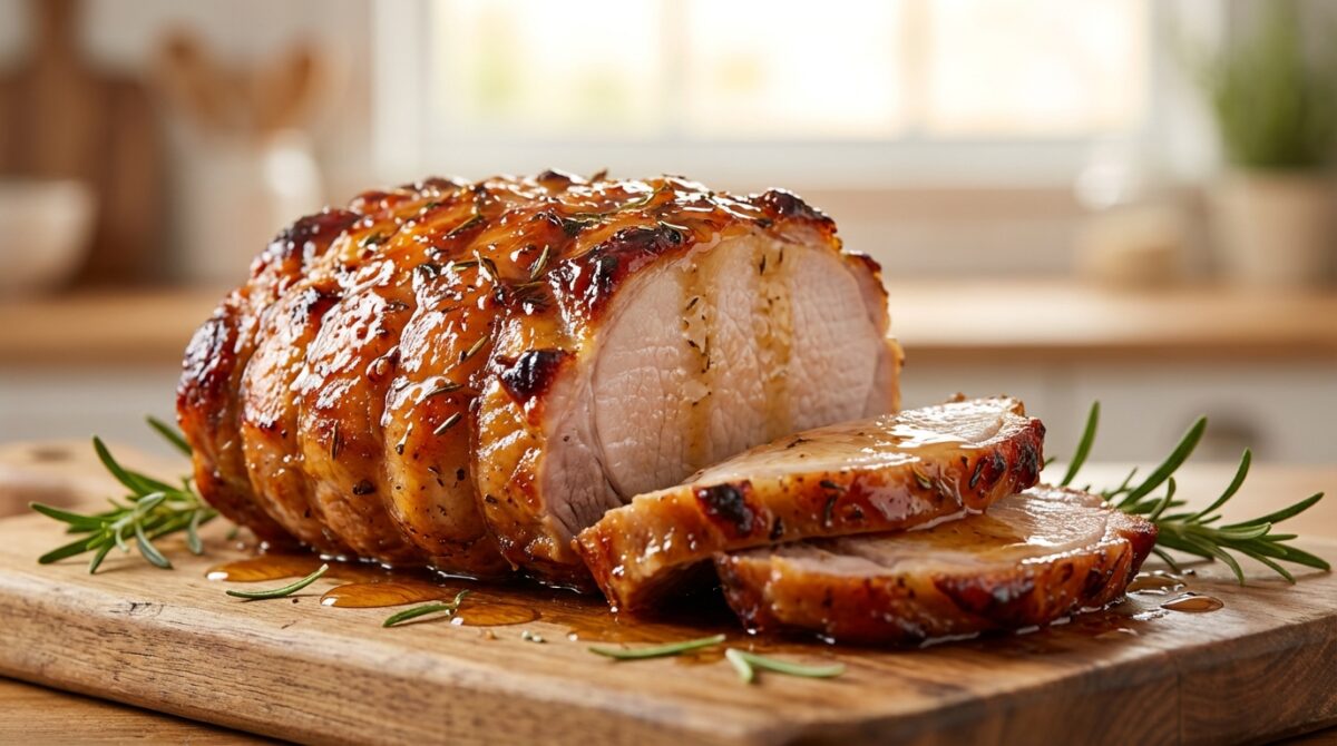 découvrez notre recette express de rôti de porc glacé au miel, alliant saveurs sucrées et salées pour un plat simple et délicieux à préparer rapidement.