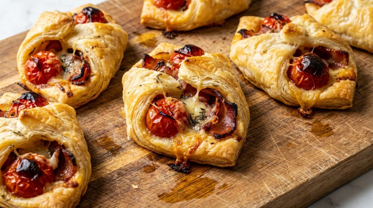 découvrez notre recette irrésistible de roulés feuilletés à la tomate et au bacon croustillant, parfaits pour un apéritif savoureux et facile à préparer.