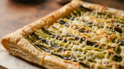 découvrez notre recette simple et raffinée de tarte fine aux poireaux, délicatement sublimée par le parmesan pour un équilibre parfait de saveurs.