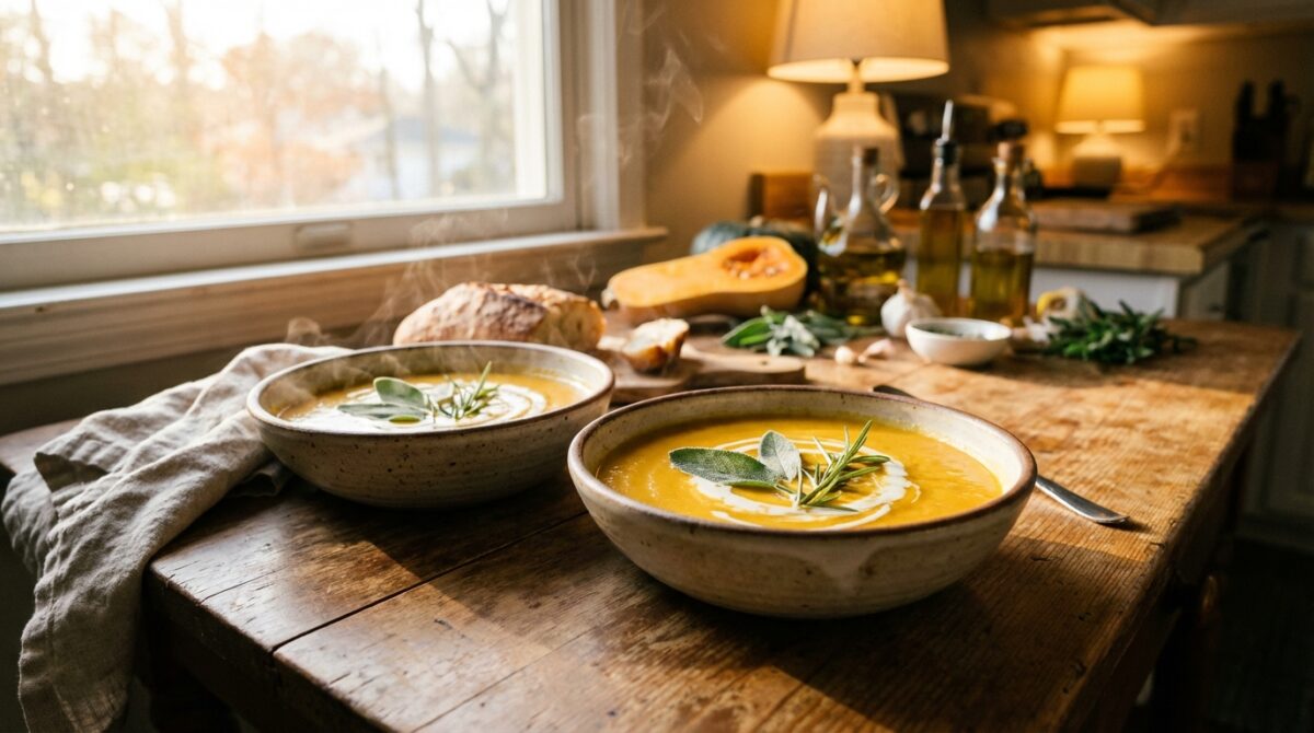 découvrez la recette facile et rapide de la soupe de butternut ultra onctueuse, une préparation réconfortante et savoureuse qui ravira toute la famille.